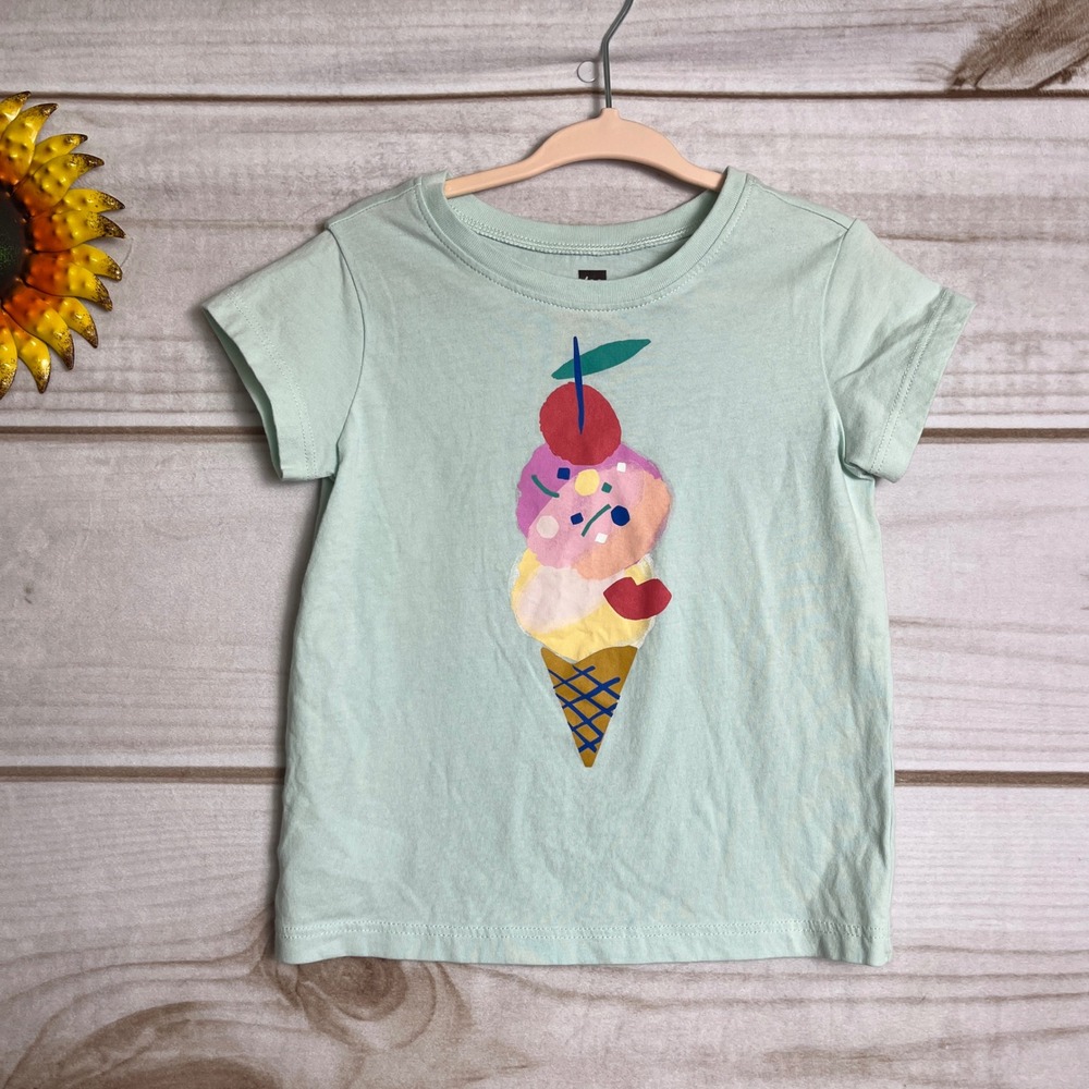 Tea Collection Kids Girls T-Shirt Ice Cream Graphic Top Short Sleeve 2T